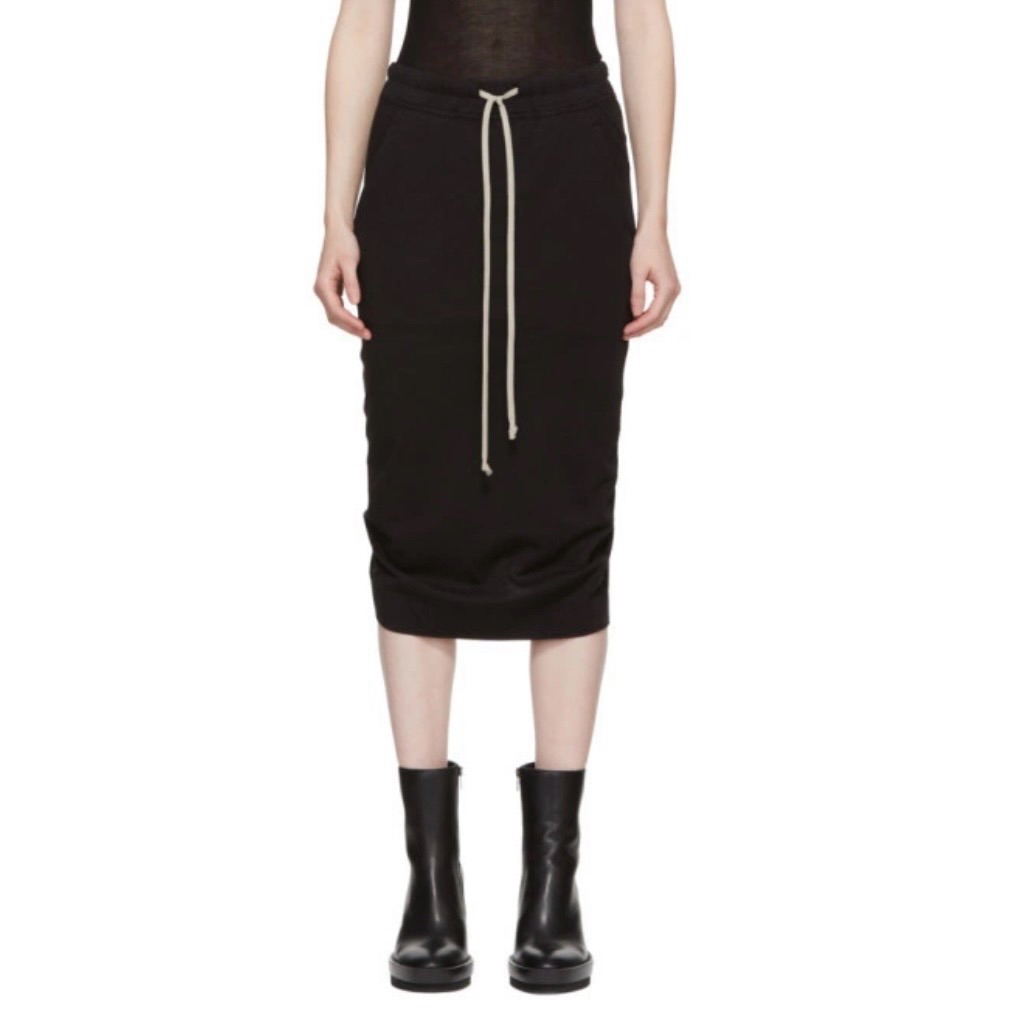 Rick Owens Drkshdw Drawstring Skirt Black Soft Short Pillar Skirt